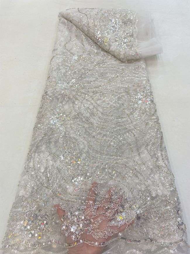 5 Yards Beaded Lace Fabric