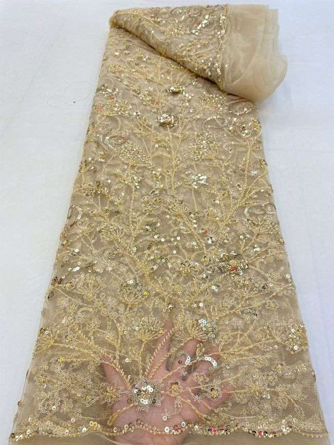 5 Yards Beaded Lace Fabric