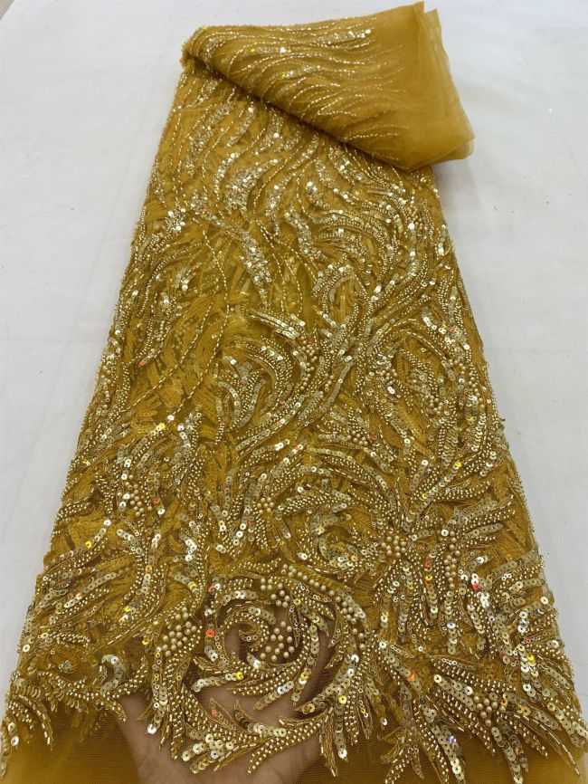 5 Yards Beaded Lace Fabric