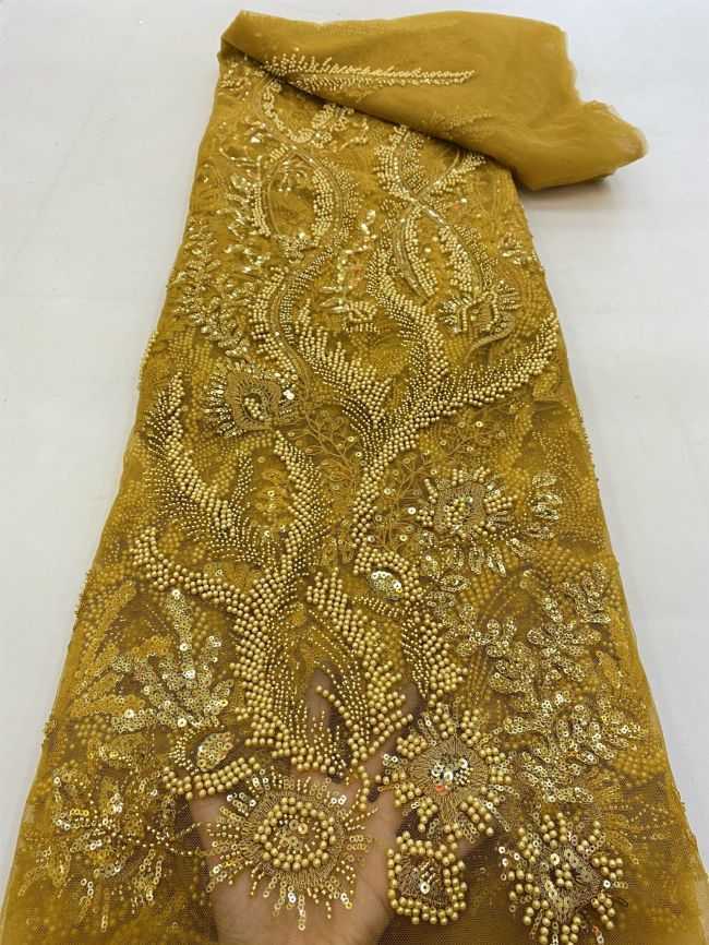 5 Yards Beaded Lace Fabric