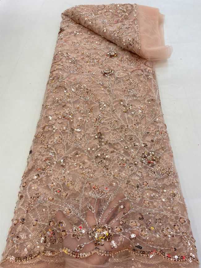 5 Yards Beaded Lace Fabric