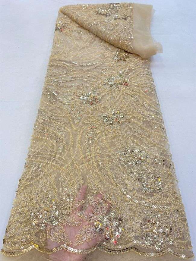 5 Yards Beaded Lace Material Fabric