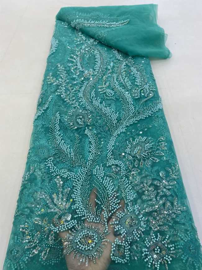 5 Yards Beaded Lace Fabric