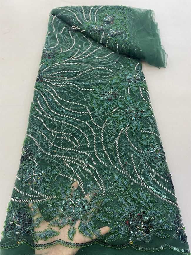 5 Yards Beaded Lace Material Fabric