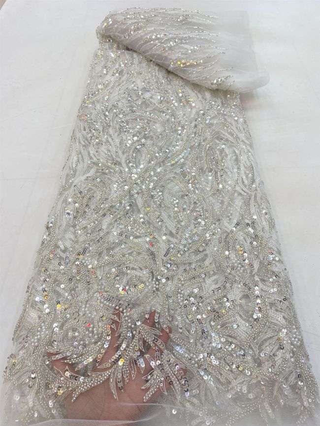 5 Yards Beaded Lace Fabric