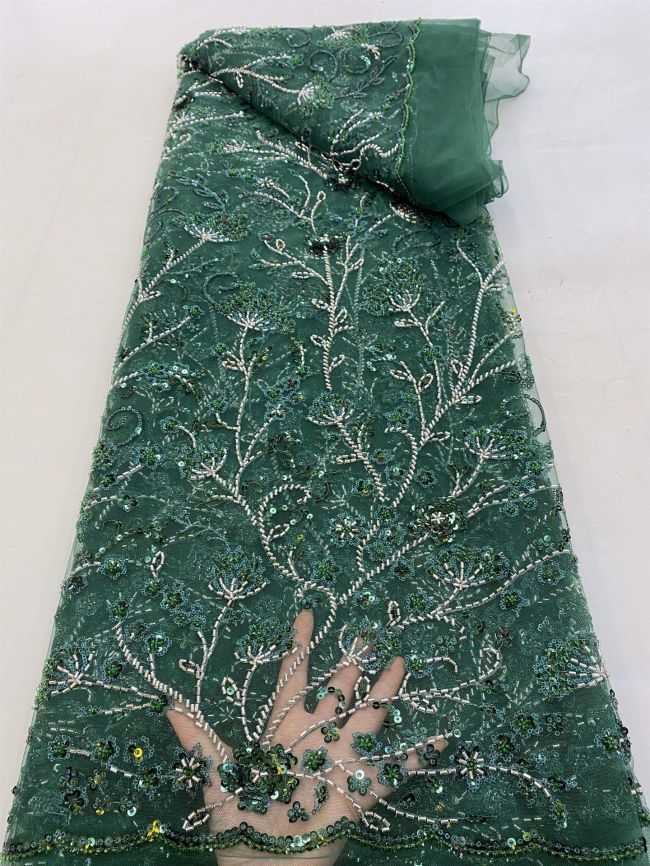 5 Yards Beaded Lace Fabric