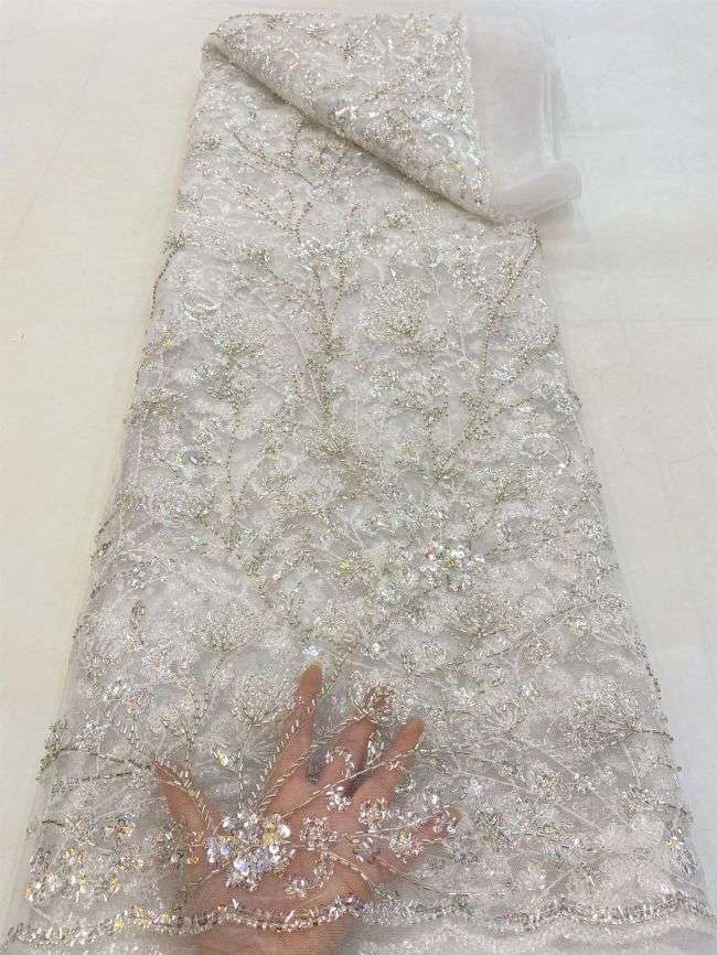 5 Yards Beaded Lace Fabric