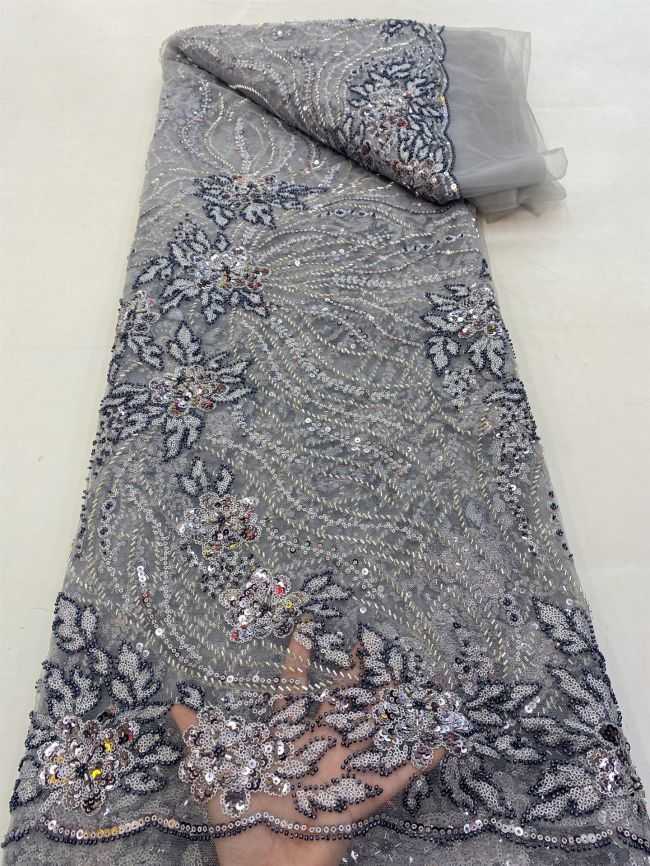 5 Yards Beaded Lace Fabric