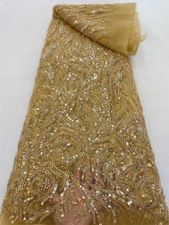 5 Yards Beaded Lace Fabric