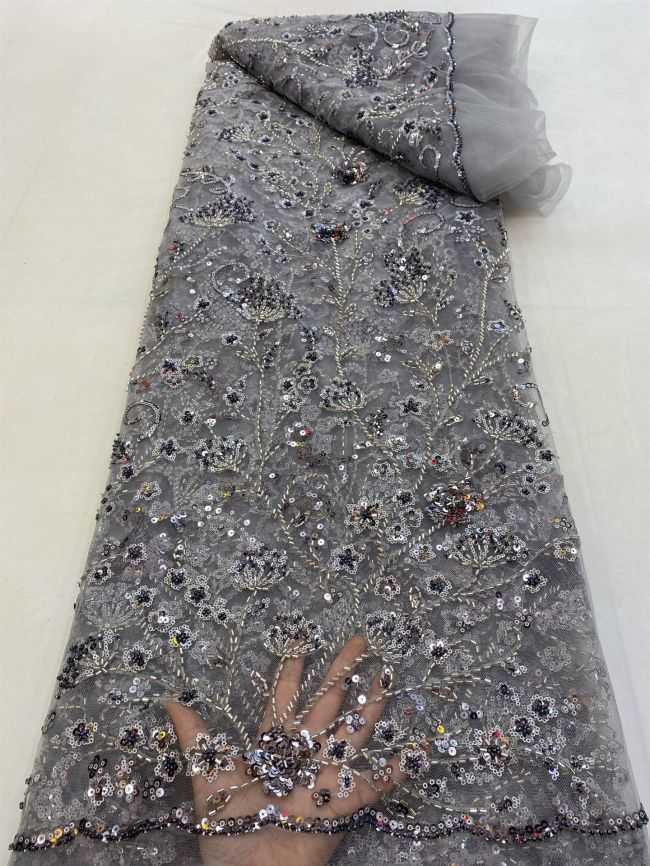 5 Yards Beaded Lace Fabric