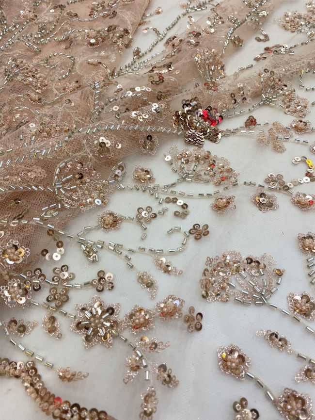5 Yards Beaded Lace Fabric