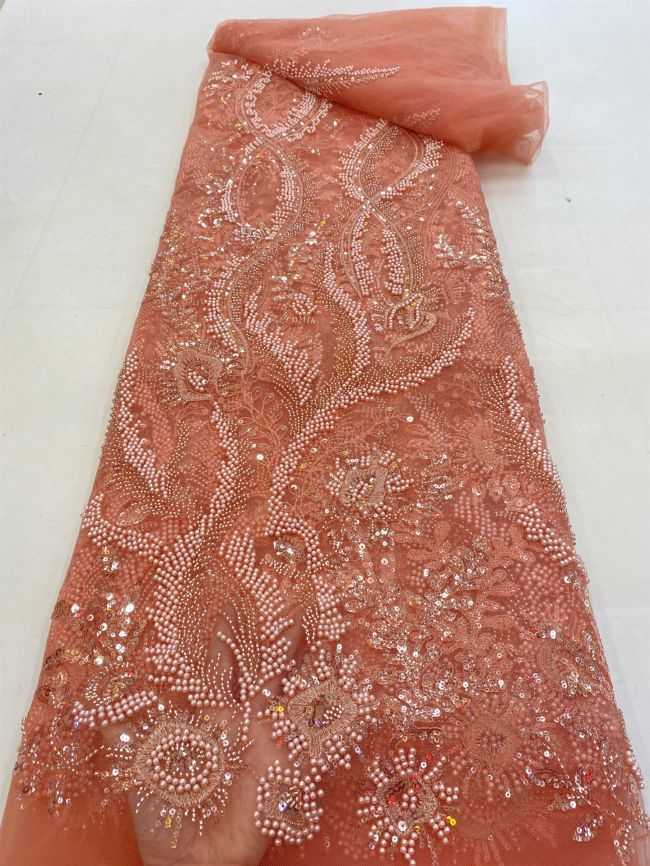 5 Yards Beaded Lace Fabric