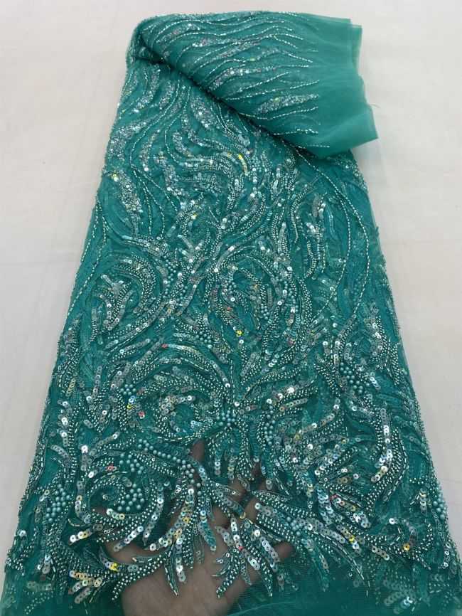 5 Yards Beaded Lace Fabric