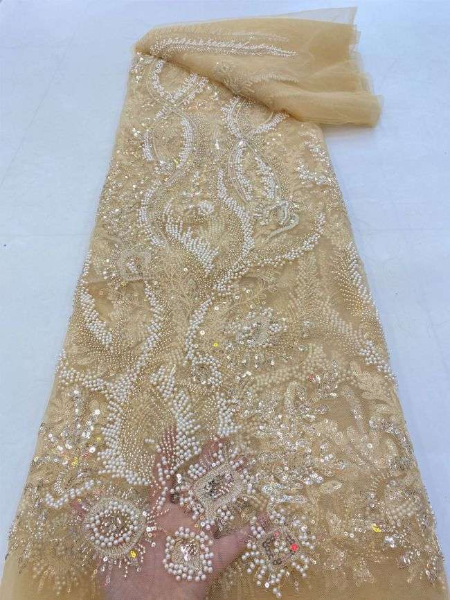 5 Yards Beaded Lace Fabric