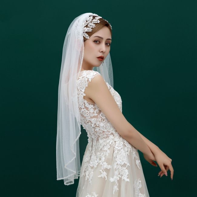 Beaded Wedding Veil WV001