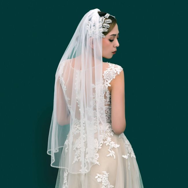 Beaded Wedding Veil WV001