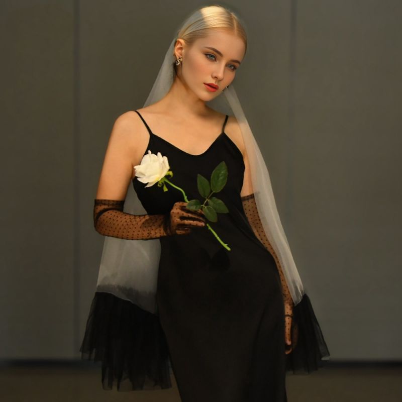 Black Wedding Veil WV254