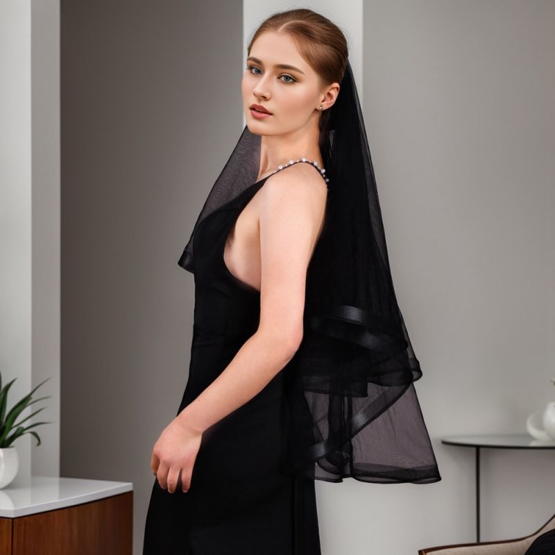 Black Wedding Veil WV262