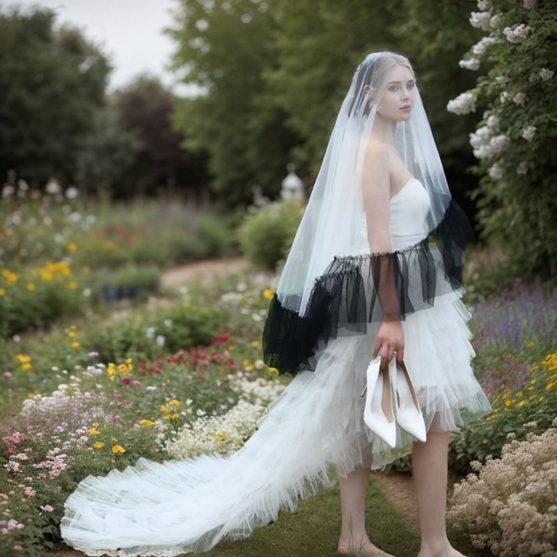Black Wedding Veil WV254