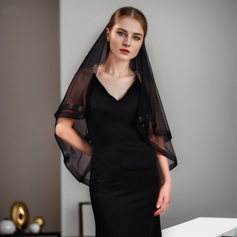 Black Wedding Veil WV262