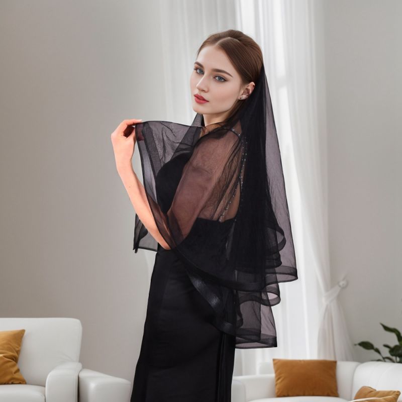 Black Wedding Veil WV262