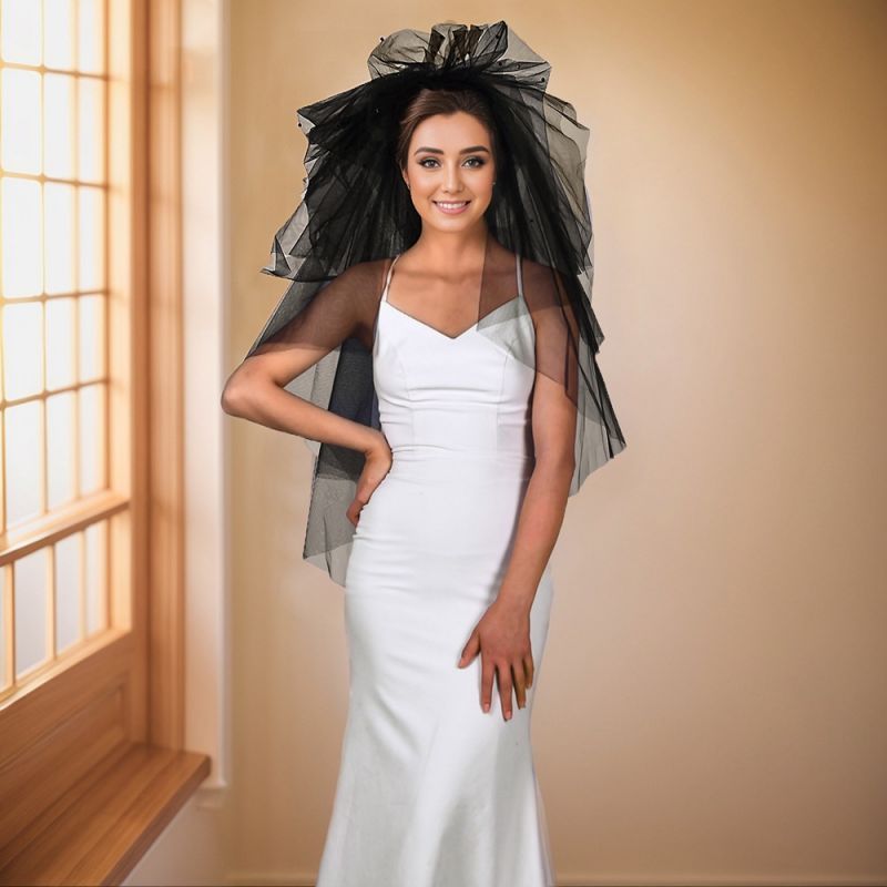 Black Wedding Veil WV284