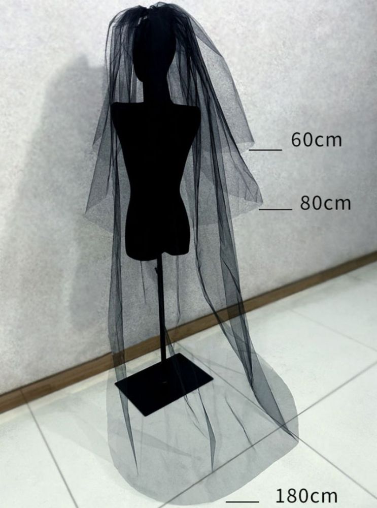 Black Wedding Veil WV304
