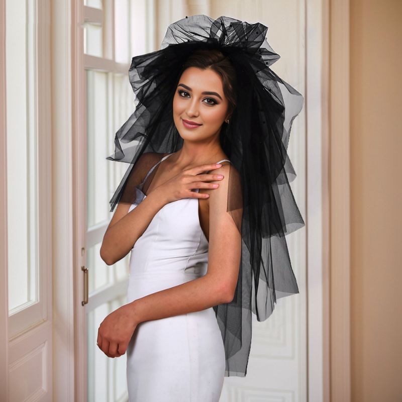 Black Wedding Veil WV284