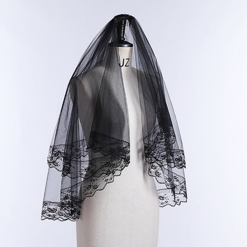 Black Wedding Veil WV334
