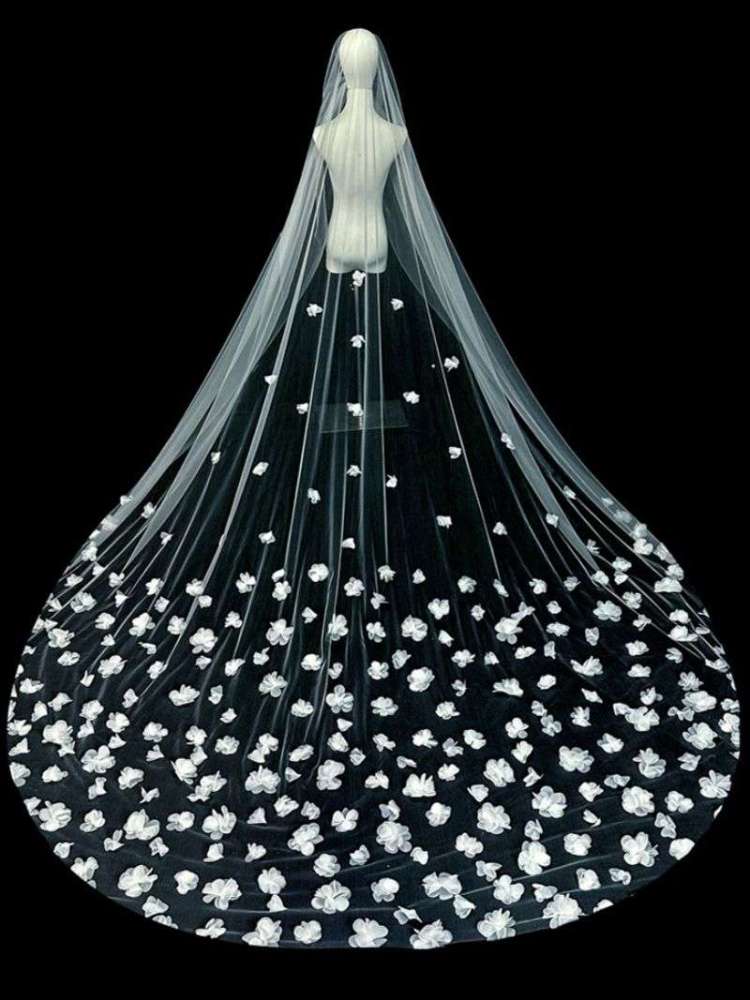 3D Floral Bridal Veil WV349