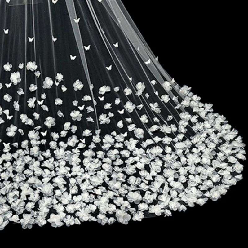 3D Floral Bridal Veil WV348