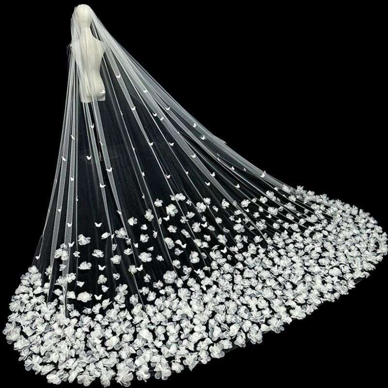 3D Floral Bridal Veil WV348