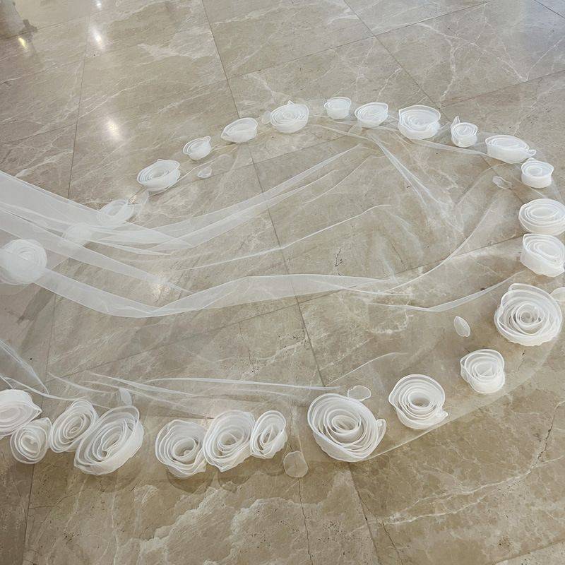 3D Floral Bridal Veil WV436