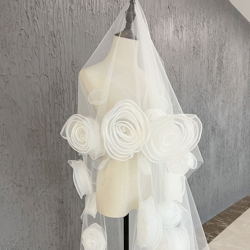 3D Floral Bridal Veil WV436