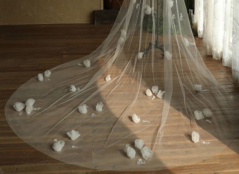 3D Floral Bridal Veil WV427