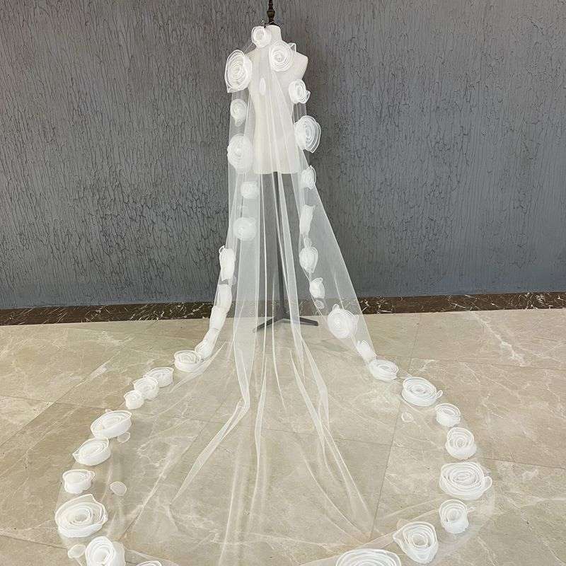 3D Floral Bridal Veil WV436
