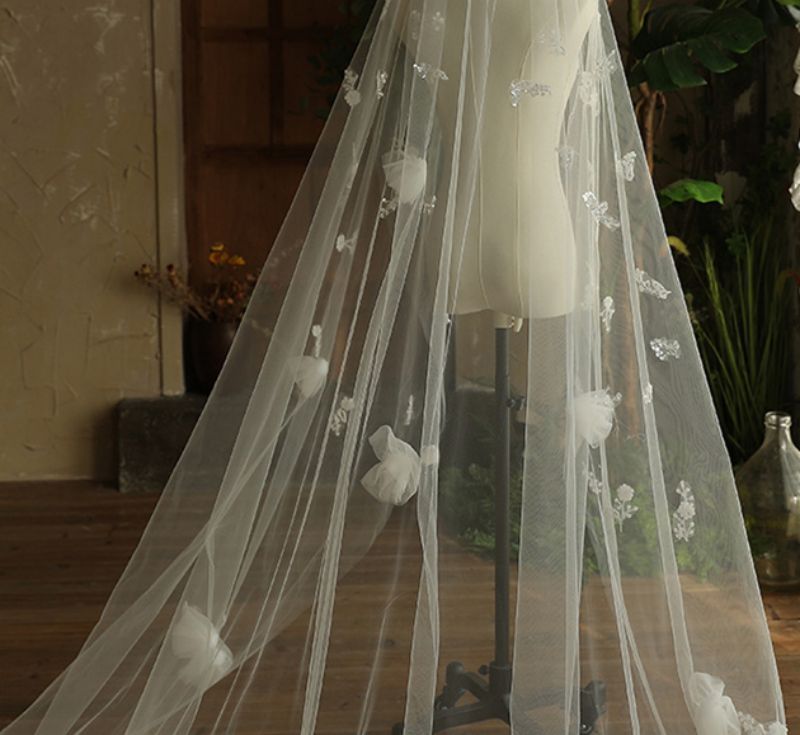 3D Floral Bridal Veil WV427