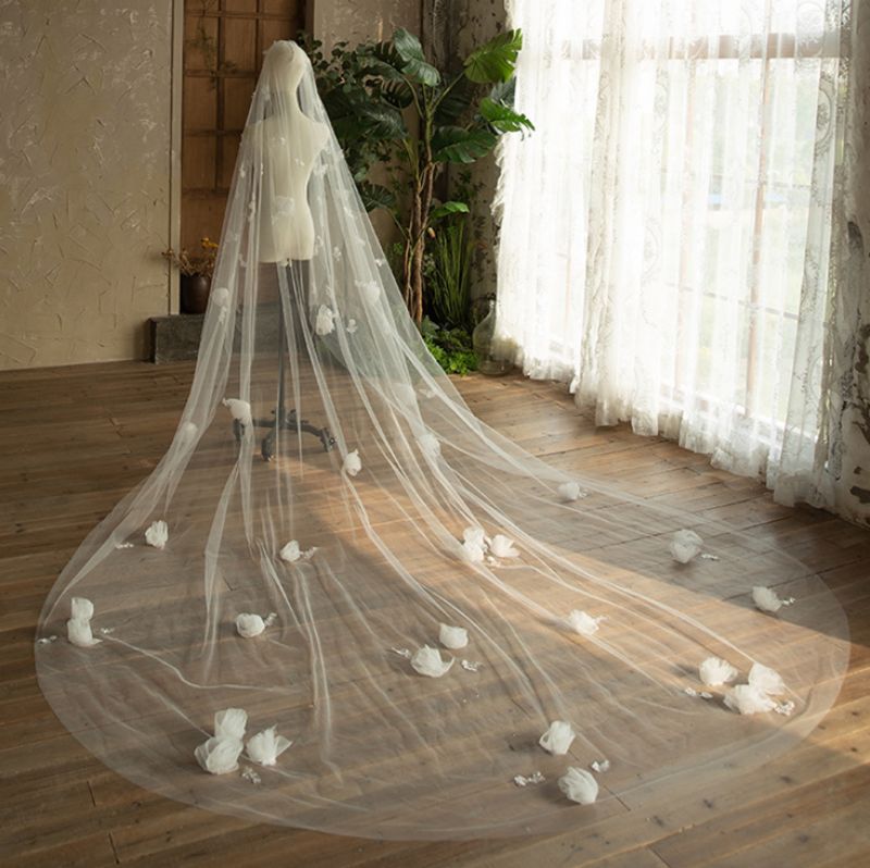 3D Floral Bridal Veil WV427