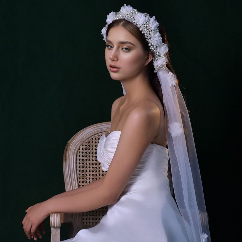 3D Floral Bridal Veil WV368