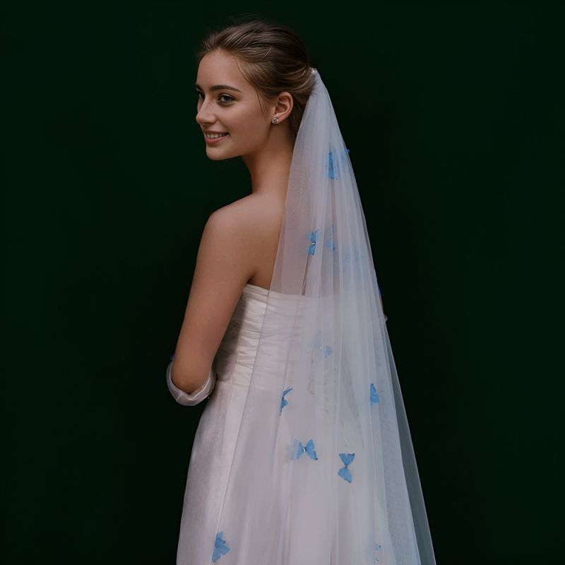 3D Floral Bridal Veil WV375