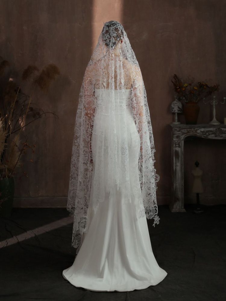 Lace Trim Bridal Veil WV478
