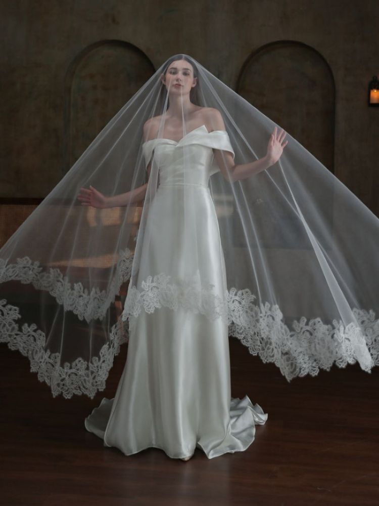 Lace Trim Bridal Veil WV461