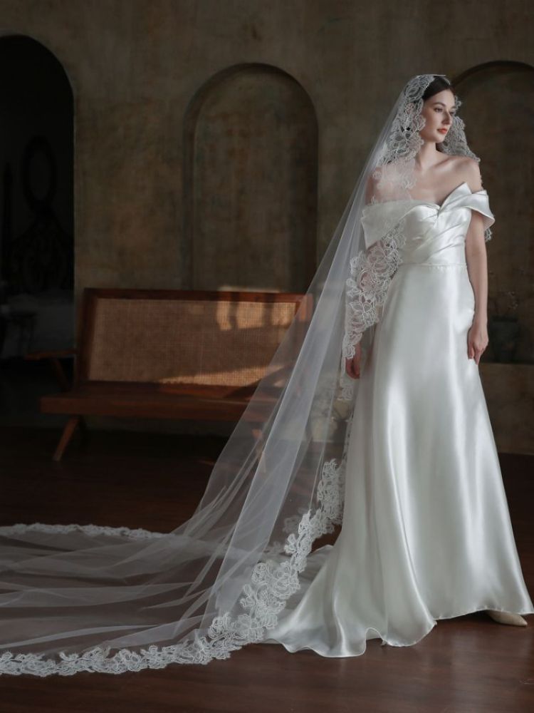 Lace Trim Bridal Veil WV461