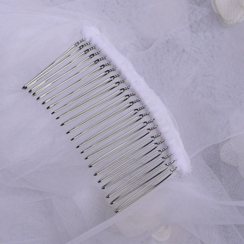 Sparkling Rhinestones Beaded Pearls 3D Floral Bridal Veil WV392