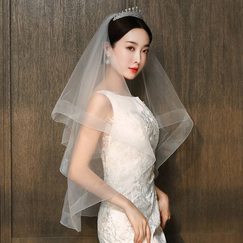Horsehair trim Bridal Veil WV486