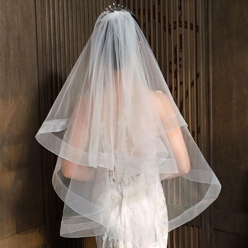 Horsehair trim Bridal Veil WV486