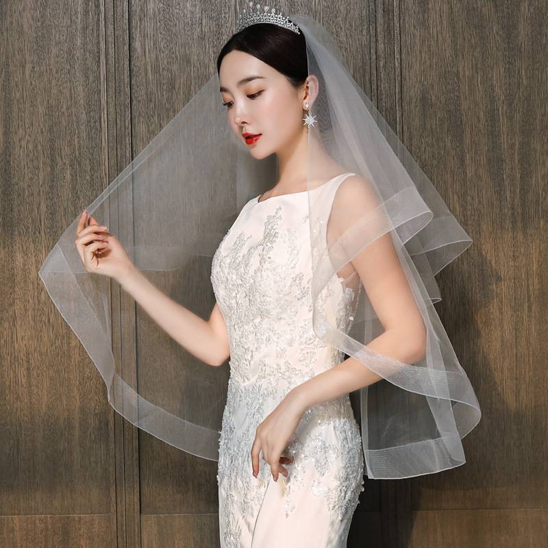 Horsehair trim Bridal Veil WV486