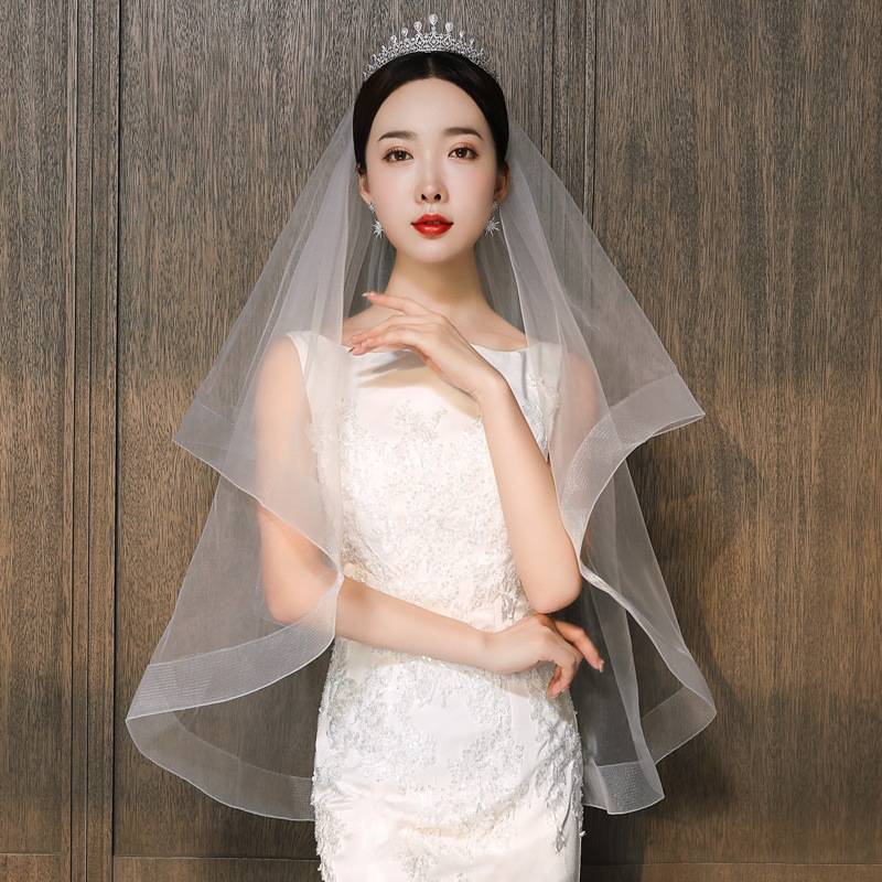 Horsehair trim Bridal Veil WV486