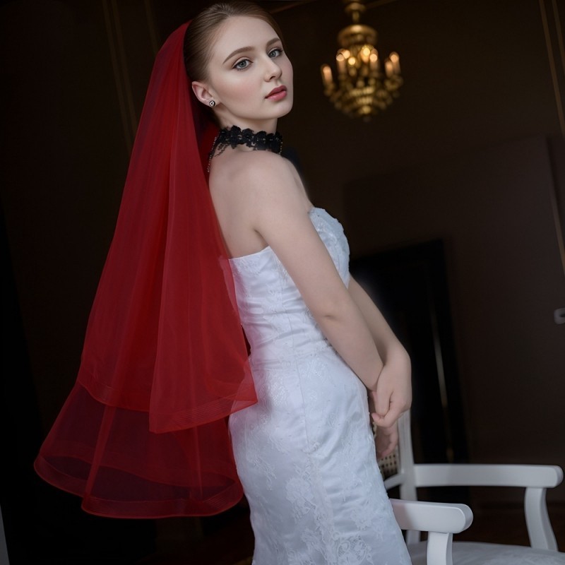 Horsehair trim Bridal Veil WV485