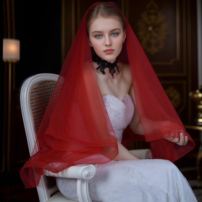 Horsehair trim Bridal Veil WV485